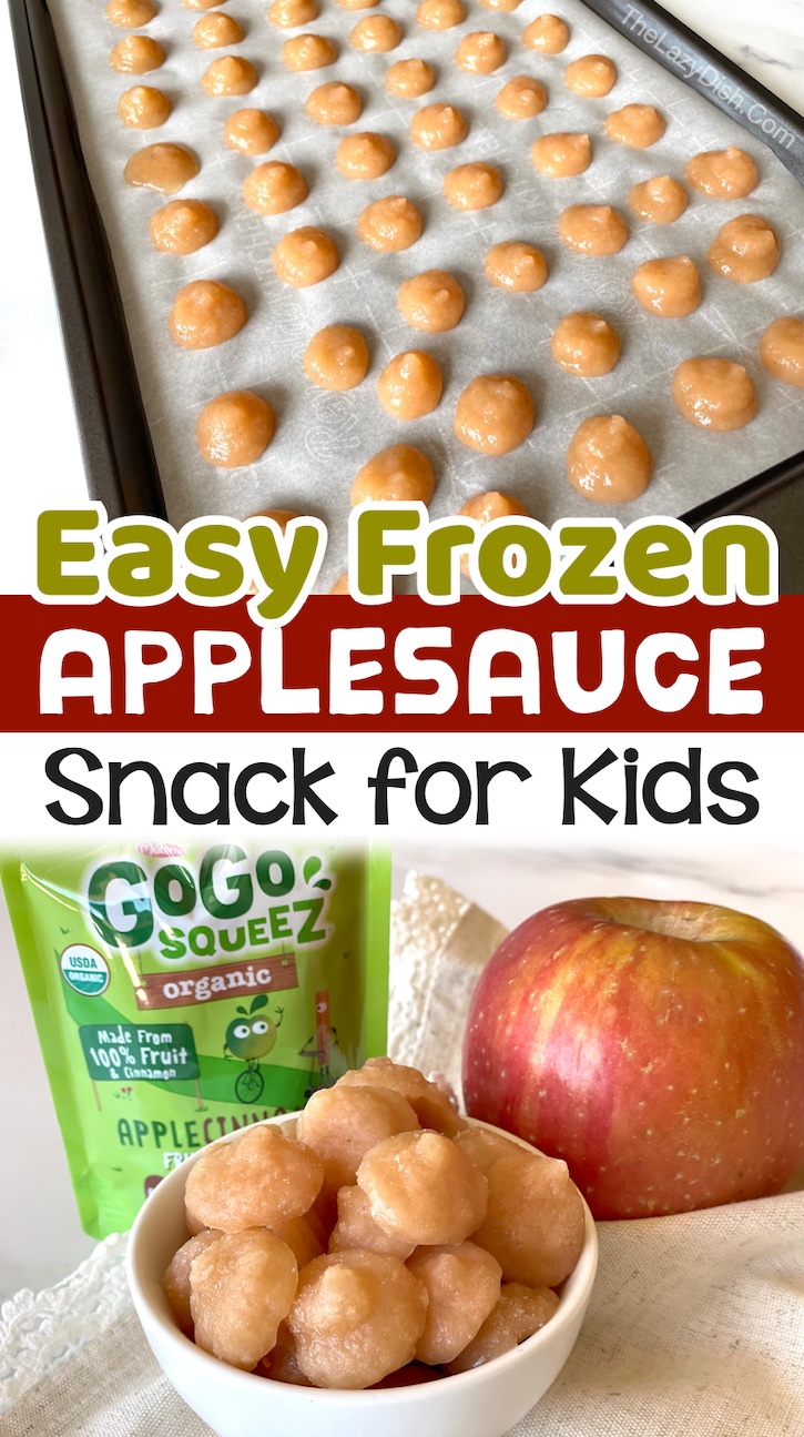 Easy Frozen Applesauce Healthy Snacks For Kids | If you have young children at home, then you know how hard it is to keep them away from junk food! This is how you turn applesauce into delicious finger food! These sweet frozen treats are made with just one ingredients and kids of all ages love them. They are like eating dessert but without the guilt!