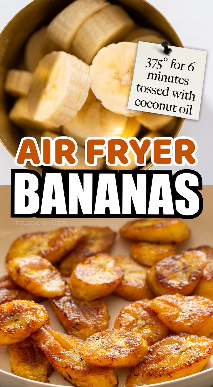 Air Fryer Caramelized Bananas | A fun and delicious treat to make! Serve these air fried bananas with yogurt or vanilla ice cream to make dessert. 