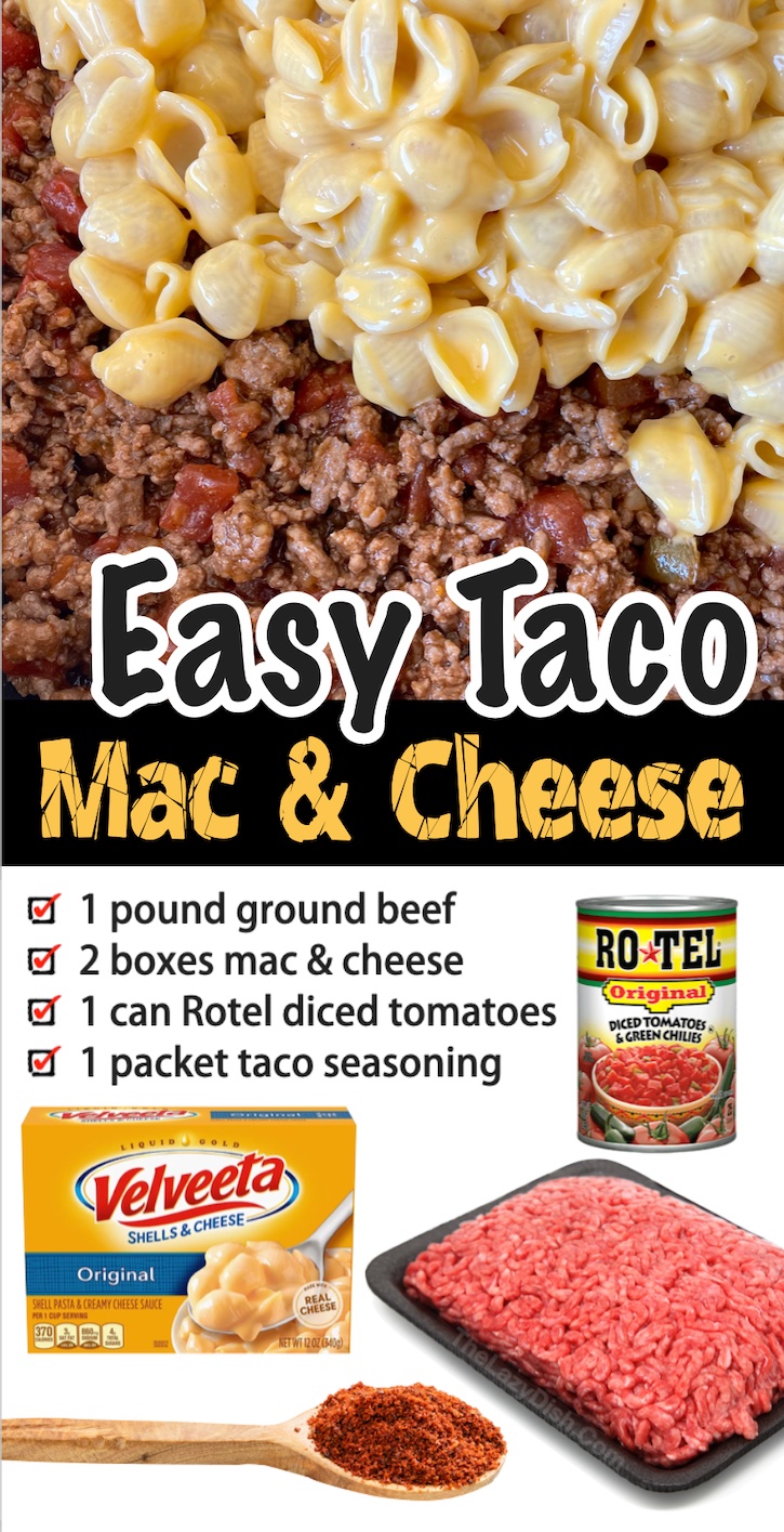 A super simple weeknight dinner! My picky eaters love this taco macaroni and cheese. It's made with just a few cheap ingredients including boxed Mac and cheese, ground beef, taco seasoning and a can of diced tomatoes. It doesn't get any easier than this!