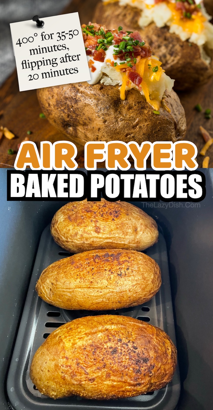 How to make baked potatoes in an air fryer! This is the best way to get soft and tender insides with a crispy outer crust. 