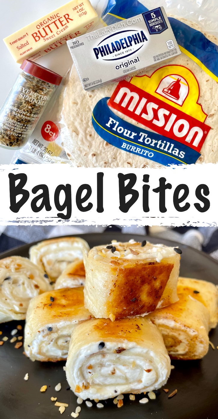 Crispy Bagel Bites | I'm always looking for fun recipes to make, and let me tell you, these cream cheese tortilla pinwheels are a hit with my family! If you're looking for easy snacks to make, these crispy bagel bites are the best for after school snacking, a last minute breakfast, or anytime you want something yummy to eat. 