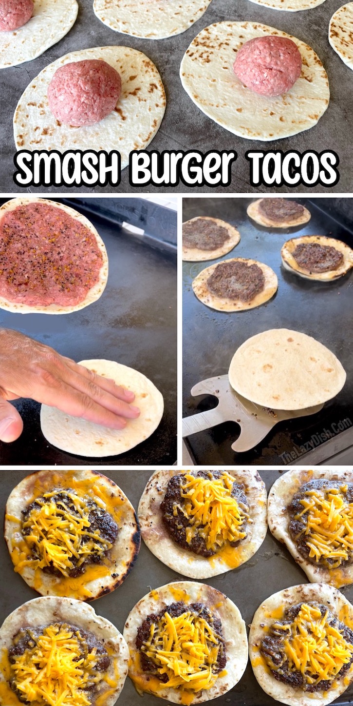 Smash Burger Tacos are a trending TikTok and Pinterest recipe that makes for the most delicious family meal! This fun twist on cheeseburgers makes for unique handheld food that kids and adults both love. The cooking process is insanely fun, and the outcome is absolutely heavenly. Cook outdoors on your Blackstone griddle at your next summer cookout, or even inside for an easy weeknight meal. 