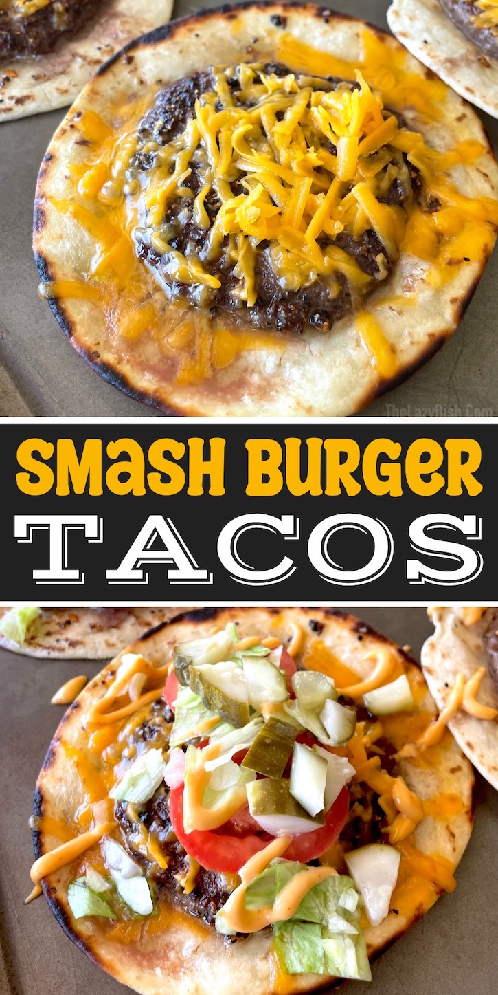 Smash Burger Tacos cooked on a Blackstone Griddle and served with homemade Big Mac sauce and fresh toppings such as chopped lettuce, tomato, and pickle. A fun, quick, and easy dinner recipe that will impress your friends and family. 