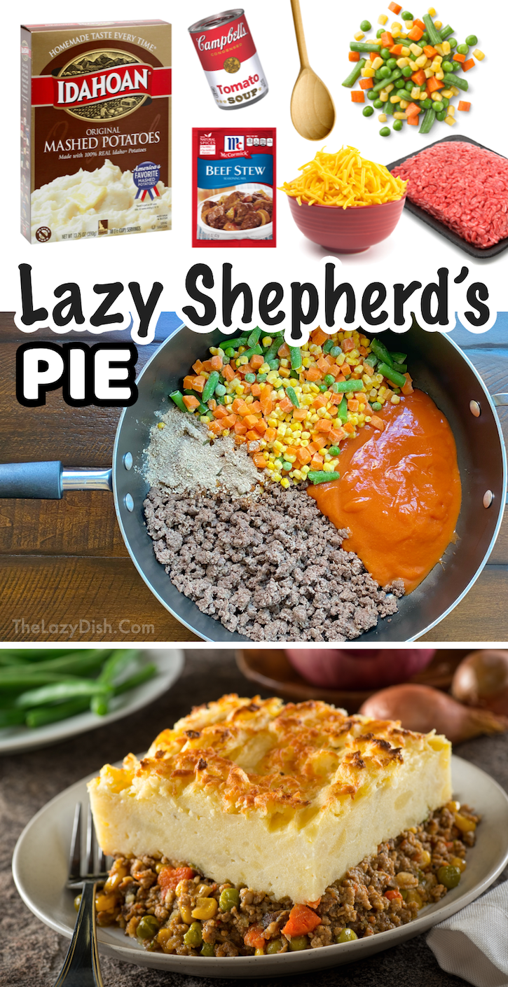 Easy Shepherd's Pie Recipe made with Ground Beef | A dinner casserole made with layers of seasoned ground beef, mashed potatoes, and cheese to make a meals suitable for a large family with kids. 