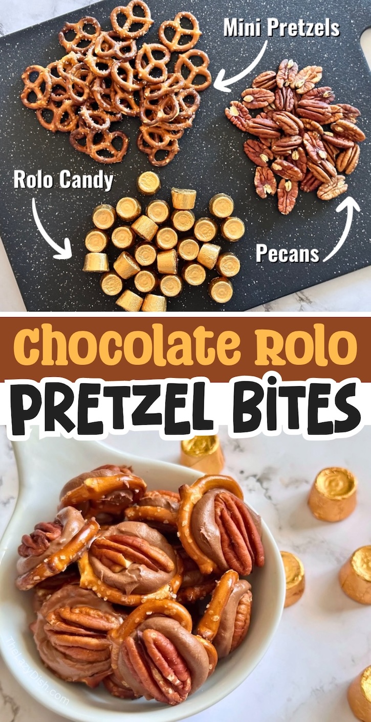 Chocolate Rolo Pretzel Bites | An easy and delicious sweet party snack for the holidays! Serve these up for Christmas or Thanksgiving and watch as they are the first thing to disappear. I make them every year for our family gatherings!