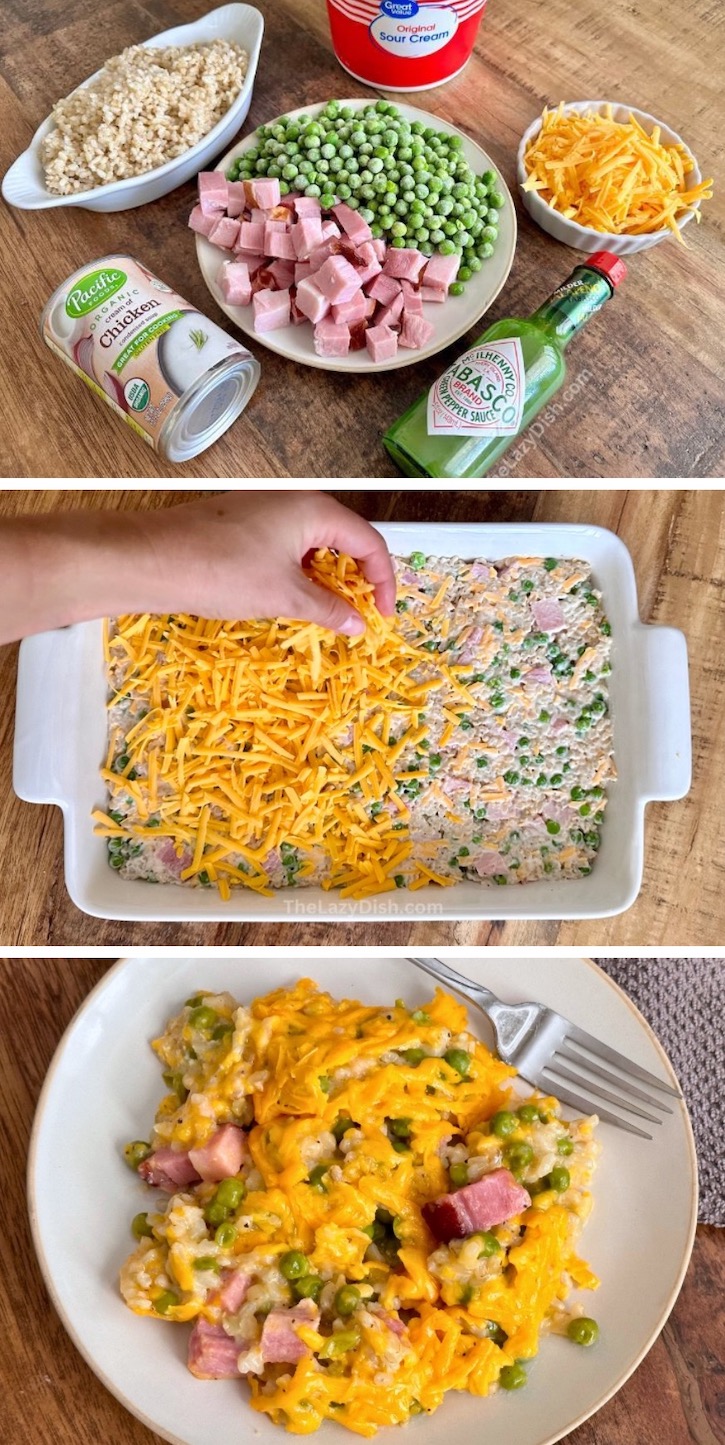 Cheesy Ham & Rice Casserole | This quick and easy dinner recipe is perfect for a family with kids, especially if you're on a budget! It's filling, cheap, delicious, and quick to make.