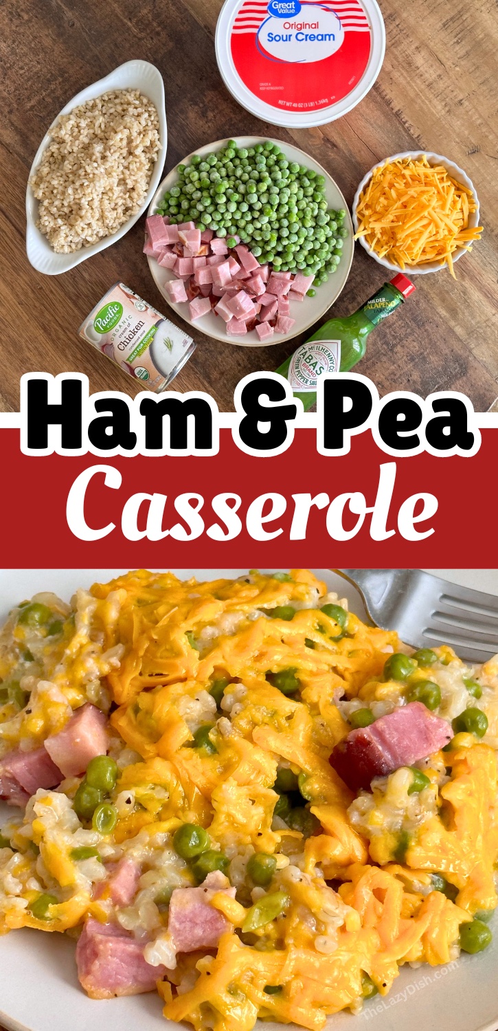 Are you looking for an easy dinner idea that the whole family will love? Try this easy ham and pea casserole. This recipe is so cheesy and creamy. Even my picky eater begs for seconds. It makes great left overs too, so you'll have lunch covered for the next day as well!