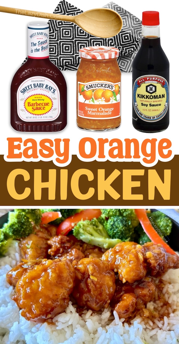 Quick and easy way to make homemade orange chicken with orange marmalade, bbq sauce and soy sauce. This last minute dinner is perfect for a family with picky kids to feed.