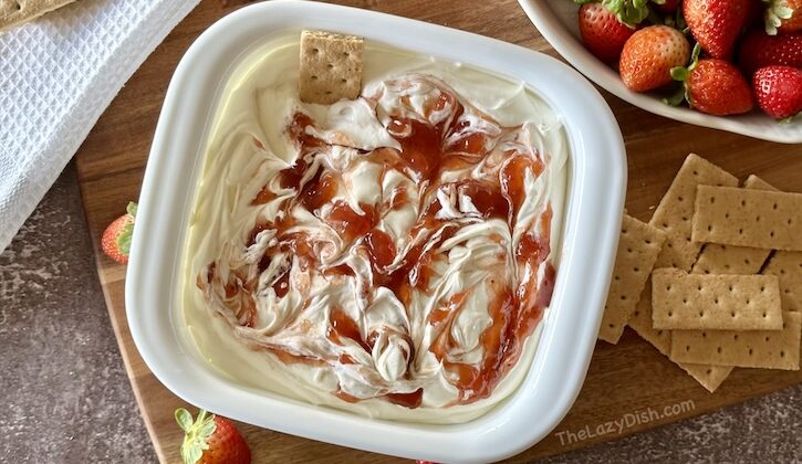 This easy recipe will be a hit at every party you go to this holiday season. this 3 ingredient dessert is a favorite at my house. No baking required. Simply stir the ingredients together and serve. It's that easy! You're going to love this fun and festive party dip.