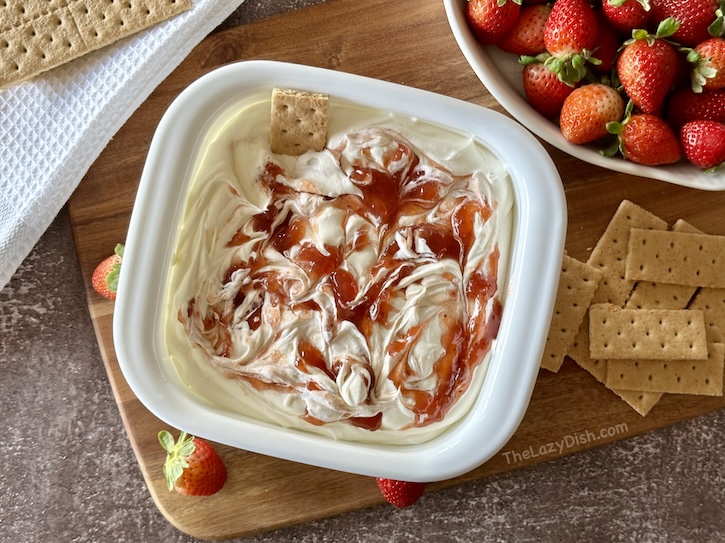 This easy recipe will be a hit at every party you go to this holiday season. this 3 ingredient dessert is a favorite at my house. No baking required. Simply stir the ingredients together and serve. It's that easy! You're going to love this fun and festive party dip.