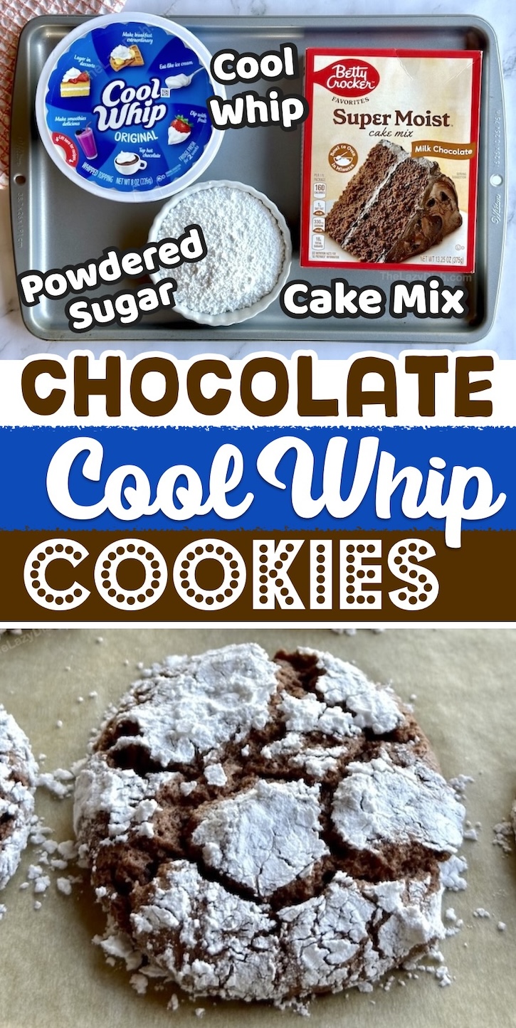 Chocolate Cool Whip Cookies made without egg! This easy 3 ingredient cake mix cookie recipe is a family favorite dessert. You can use any flavor of cake mix including chocolate, strawberry, red velvet, etc. Super versatile and delicious! My kids love making these with me. 