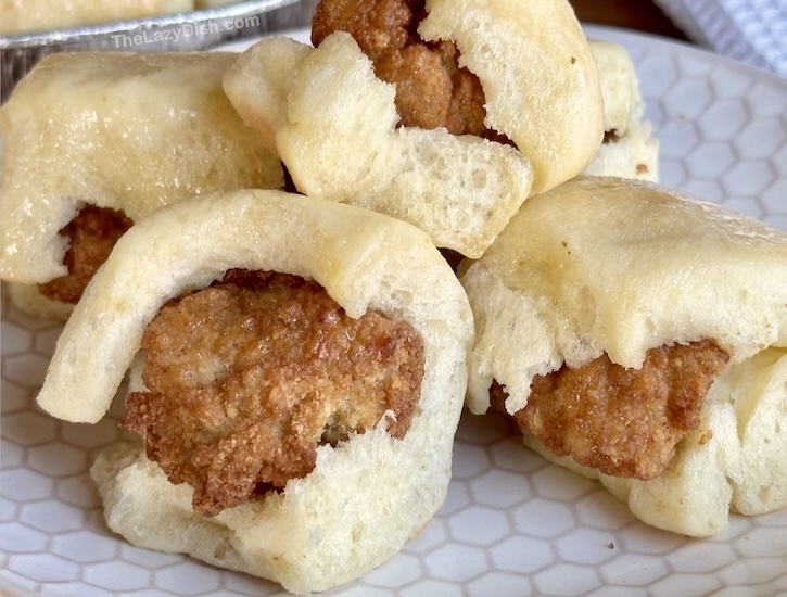 How to make Chick-fil-A chicken minis at home with frozen rolls and chicken nuggets! An easy copycat breakfast recipe.