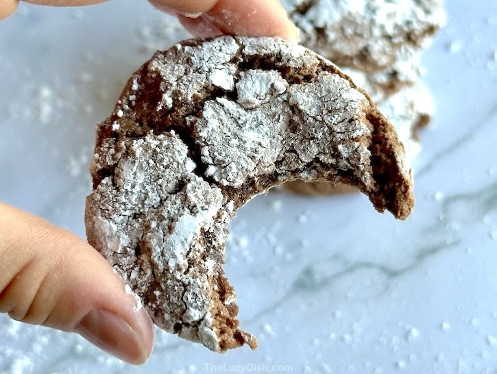 A delicious chocolate crinkle cookie made with cake mix and Cool Whip!