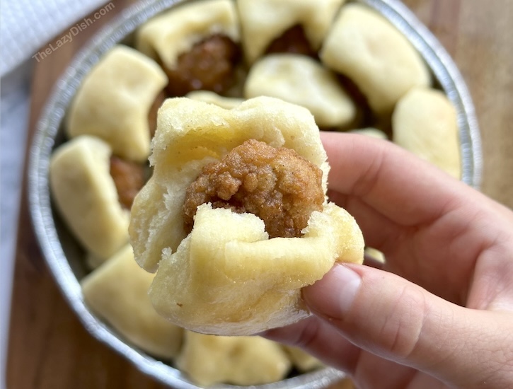 How to make homemade chicken minis from Chick-fil-A with frozen rolls and frozen popcorn chicken! Smother in melted honey butter for the best comfort food for breakfast. 