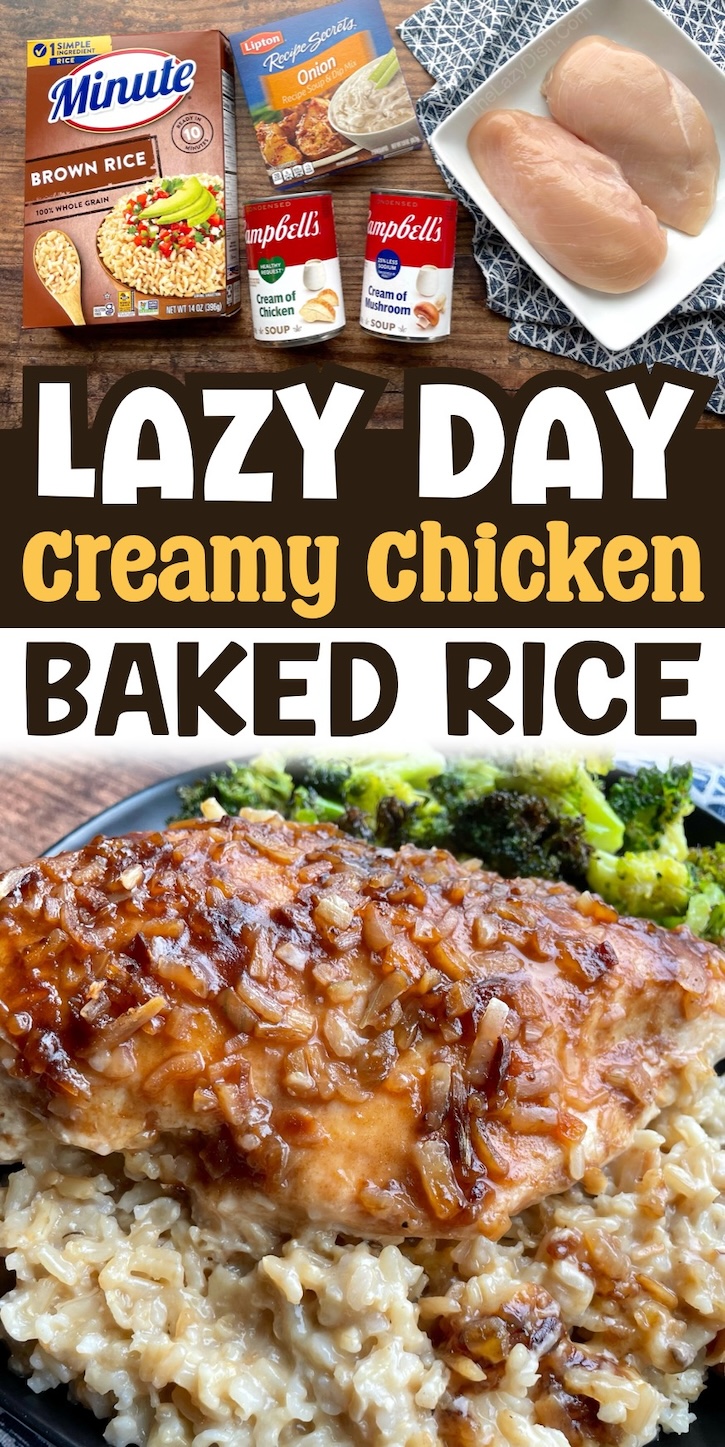 Are you looking for easy chicken dinner ideas? You've got to try this lazy day creamy chicken and rice casserole! It's a family favorite dinner, especially for a large family with picky kids to feed. It's incredibly easy to make with just a few basic and cheap ingredients. 