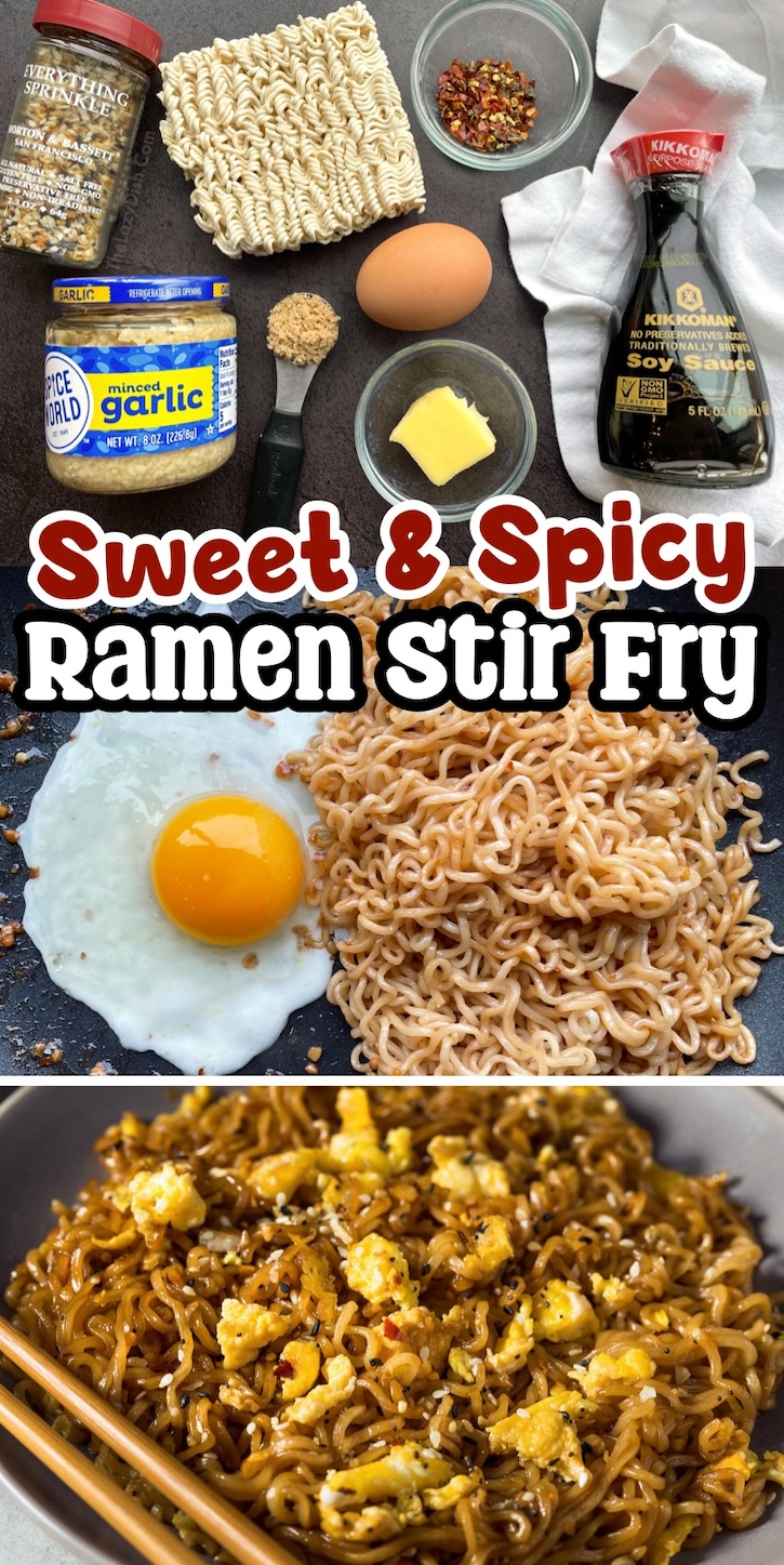 Spicy Ramen Noodles recipe made with egg! This quick and easy dinner recipe is the perfect serving for one, making for a great last minute meal anytime you want something yummy to eat without having to go to the grocery store. 