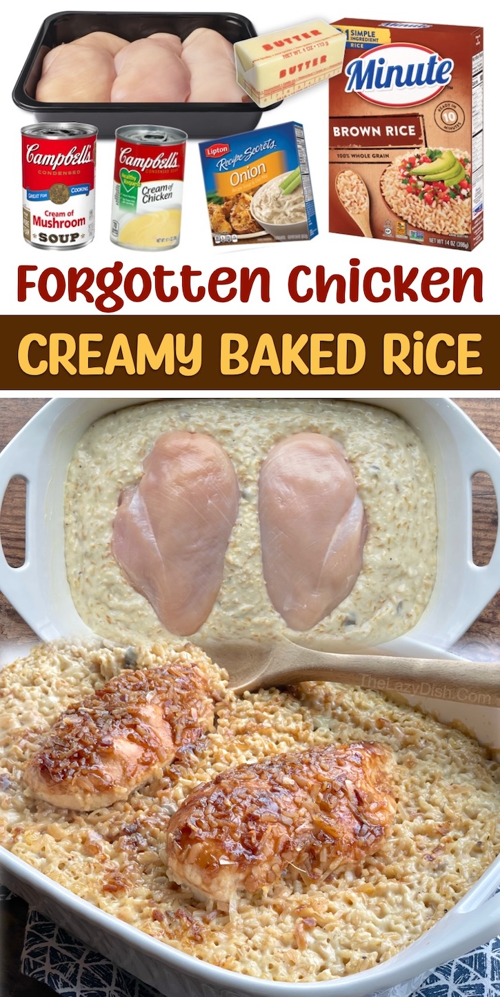 Forgotten Chicken is a classic and vintage dinner recipe made by just dumping a few ingredients into a large 9x13 baking dish. Super simple to make and kid approved! As a busy mom with a family to feed, this recipe is always on our dinner menu. You can serve this main dish with a side of vegetables or salad to make the meal healthy and complete. 
