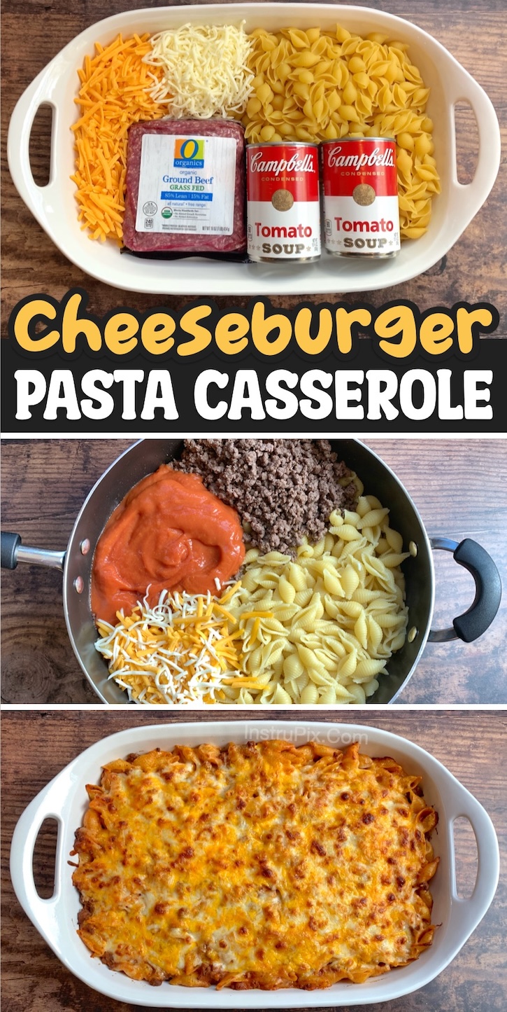 This cheeseburger casserole is a viral dinner recipe that's not only easy to make with cheap ingredients, but a family friendly meal that even the pickiest of eaters will gobble up! My kids always go back for seconds, and I pack the leftovers in their lunch box the next day. Two meals in one! If you're looking for easy dinner recipes made with ground beef, you can't go wrong with this amazing comfort food. 