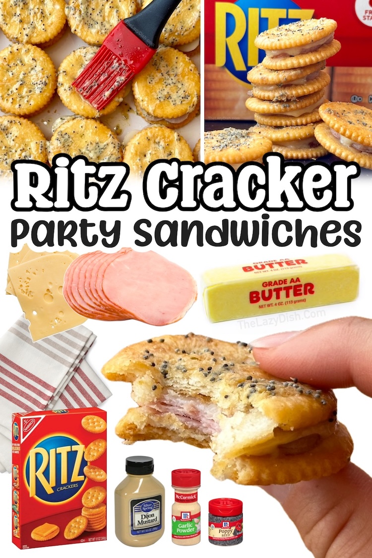 Are you looking for easy party snacks to make? These baked mini sandwiches are so simple to make with Ritz crackers, deli meat, cheese, and lots of butter. Simply layer and bake to make this awesome finger food appetizer for a crowd. 