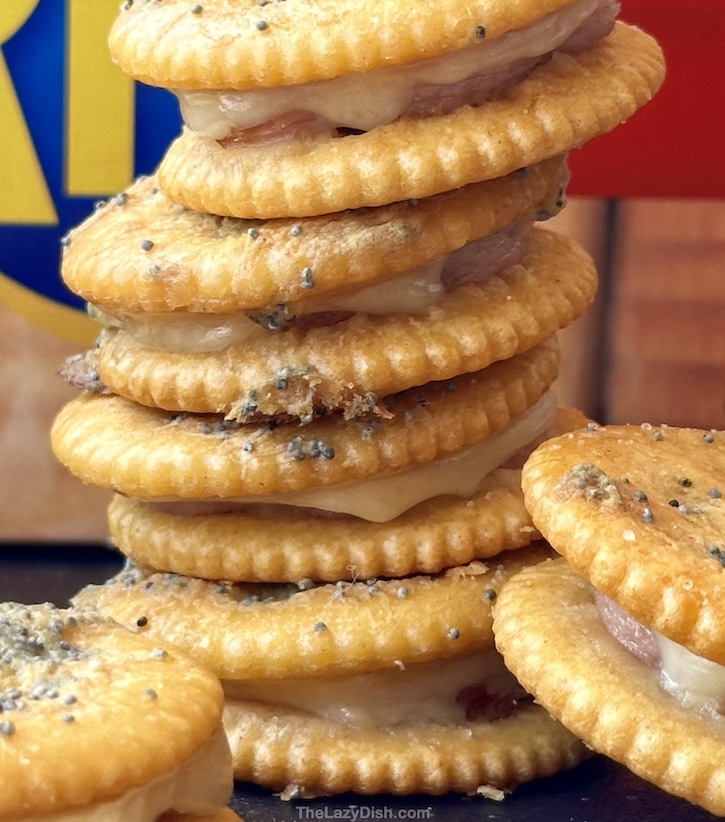 A step by step tutorial on how to make the best ritz cracker party sandwiches with just a few ingredients. This delicious appetizer is salty, buttery and little bit sweet. The perfect party food for any occasion. So easy to make and a real crowd pleaser. My kids go crazy for them!
