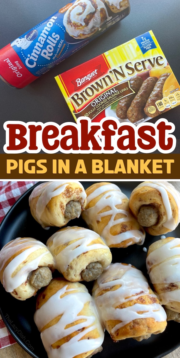Breakfast Pigs in a Blanket made with cinnamon rolls! This yummy breakfast idea is awesome for any occasion. They are popular at my house for holidays, sleepovers, and Sunday brunch. With just 2 cheap ingredients, you can whip this easy breakfast up in less than 20 minutes!