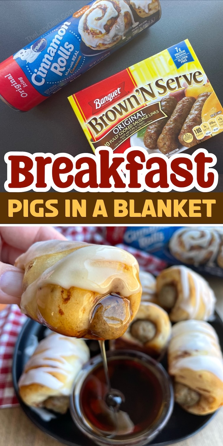 A tube of Pillsbury Cinnamon Rolls and frozen sausage links! That's all it takes to make this easy and yummy breakfast recipe. Great for brunch parties, holidays, and a fun Sunday at home with the kids. Super quick and easy to make with cheap ingredients. 