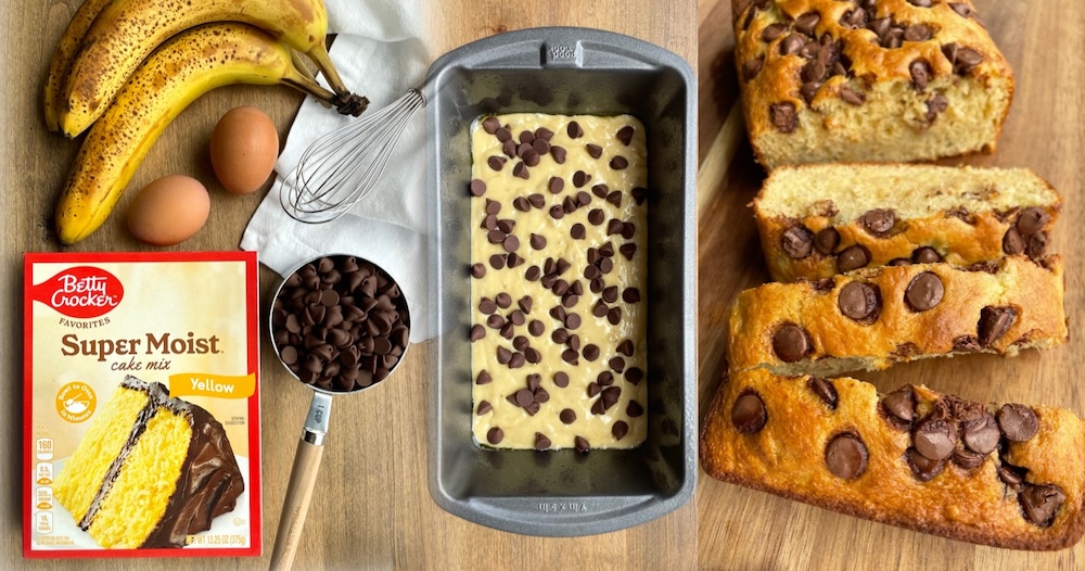 3 Ingredient Cake Mix Banana Bread