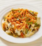 A delicious way of making a traditional green bean casserole with Alfredo sauce.