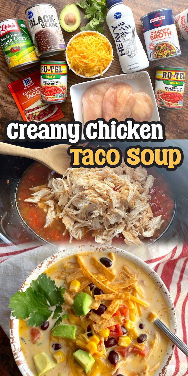 Slow cooker chicken taco soup for dinner tonight! This yummy dinner feeds a family of 5 so double the recipe if you want leftovers, and you will! It's my kids favorite supper, even my picky toddlers.