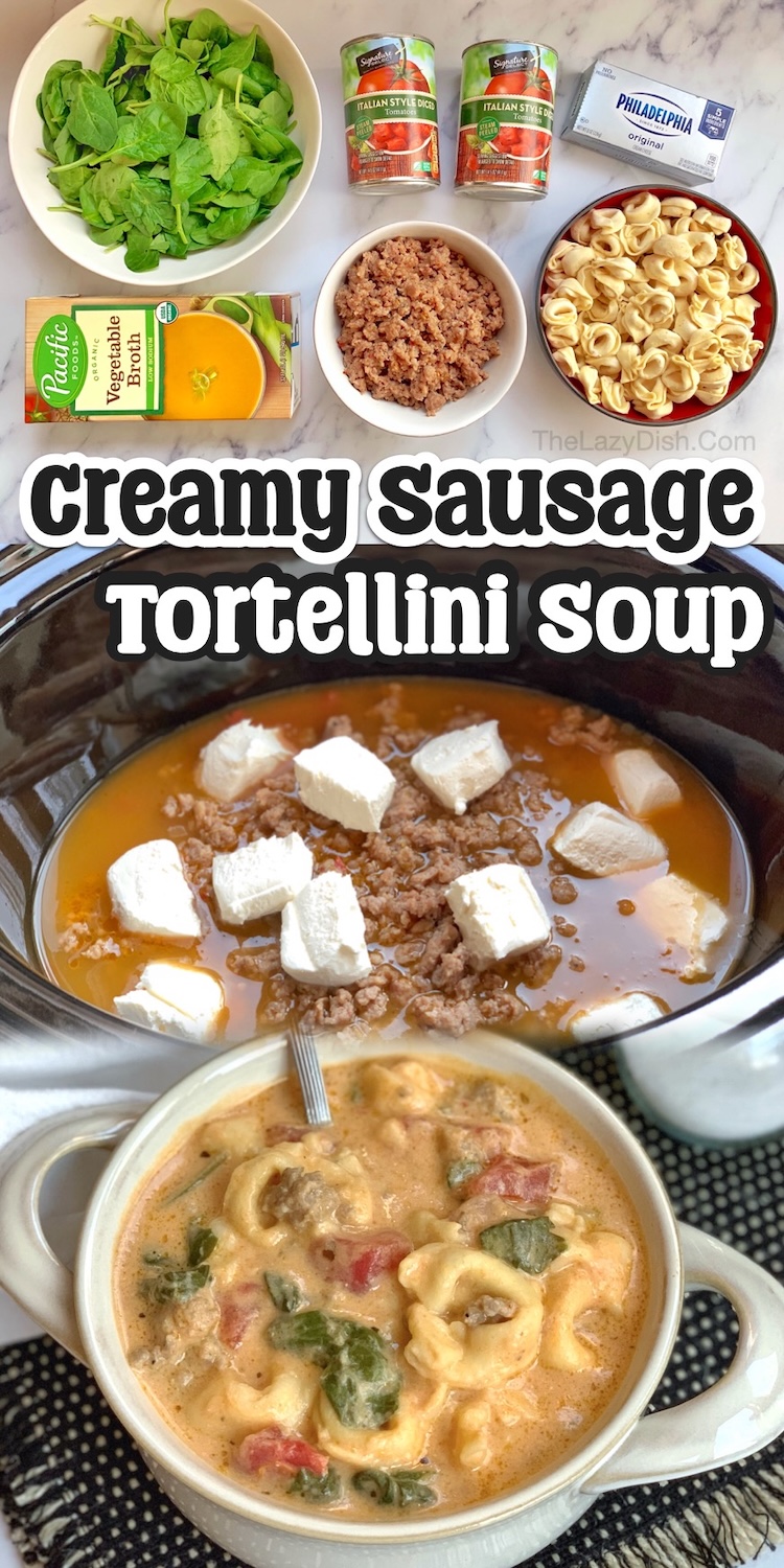 Break out your crock pot to make this tasty slow cooker creamy sausage and tortellini soup for your family. It's the best comfort food for a fall or winter night, and approved by hungry husband and picky kids. My teenagers especially love it!