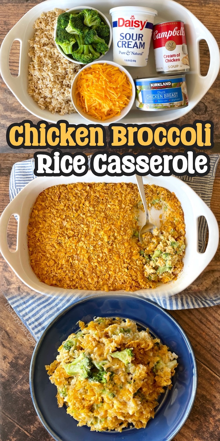 Cheesy Chicken and Broccoli Dinner Casserole made with instant rice and corn flakes! This pantry staple dinner is cheap to make, customizable, healthy, and approved by my picky kids. You can toss in the veggies of your choice and long with white or brown rice. You really can't mess it up!