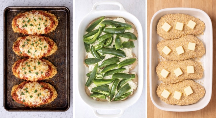 List of 15 quick and easy dinner ideas made with baked chicken breasts and just a few other ingredients. Simple yet tasty meals for families on busy weeknights.