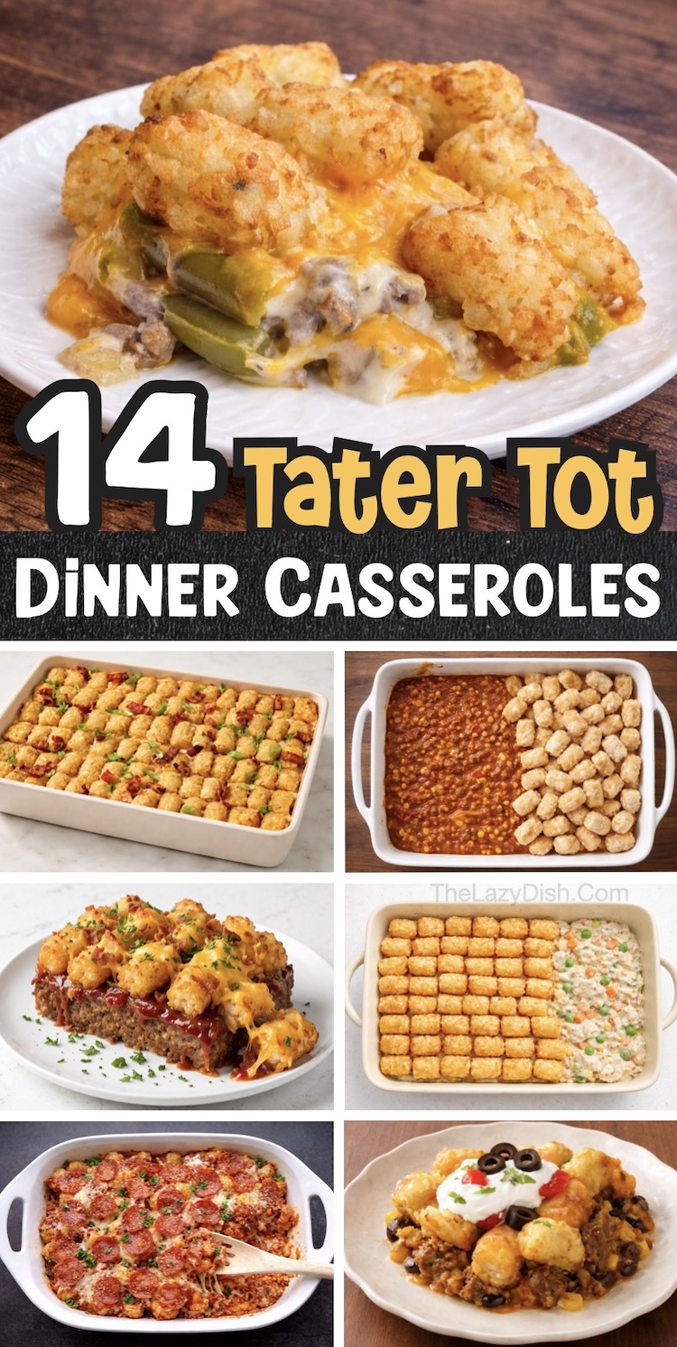 A list of easy dinner casseroles made with tater tots in a variety of recipes from hearty ground beef to creamy chicken. These are simple comfort food recipes that will impress your family on busy weeknights. Add these quick meals to your dinner menu!