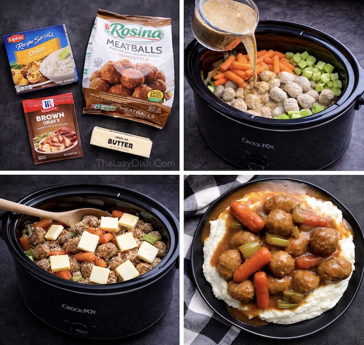 How to make a frozen meatball pot roast in your slow cooker with step by step photos, instructions and ingredient list. 