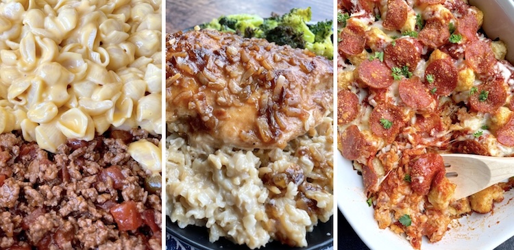 A list of 20 quick and easy dinner recipes made with 5 ingredients or less.