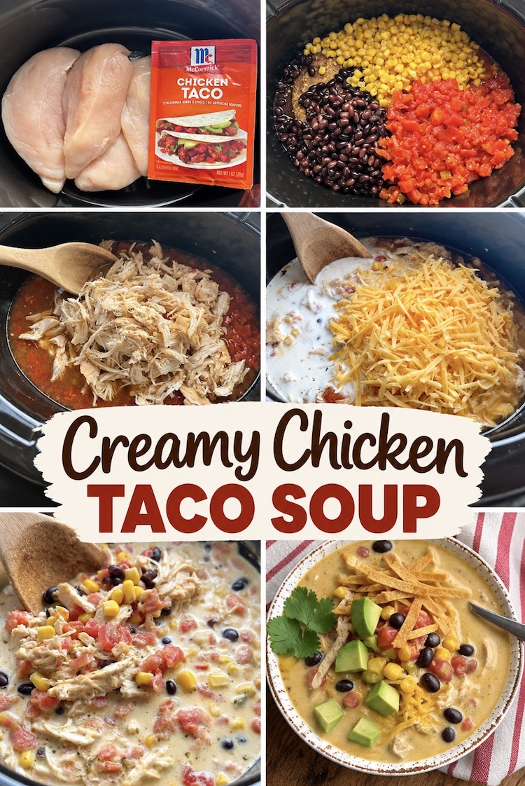 Number 7 on the List of Easy Fall Dinner Ideas For A Family With Kids: This creamy chicken taco soup is a big hit with kids and is simple to make in a slow cooker. It's loaded with cheese and cream, then topped with tortilla chips when ready to eat, making for yummy comfort food on a cold night.