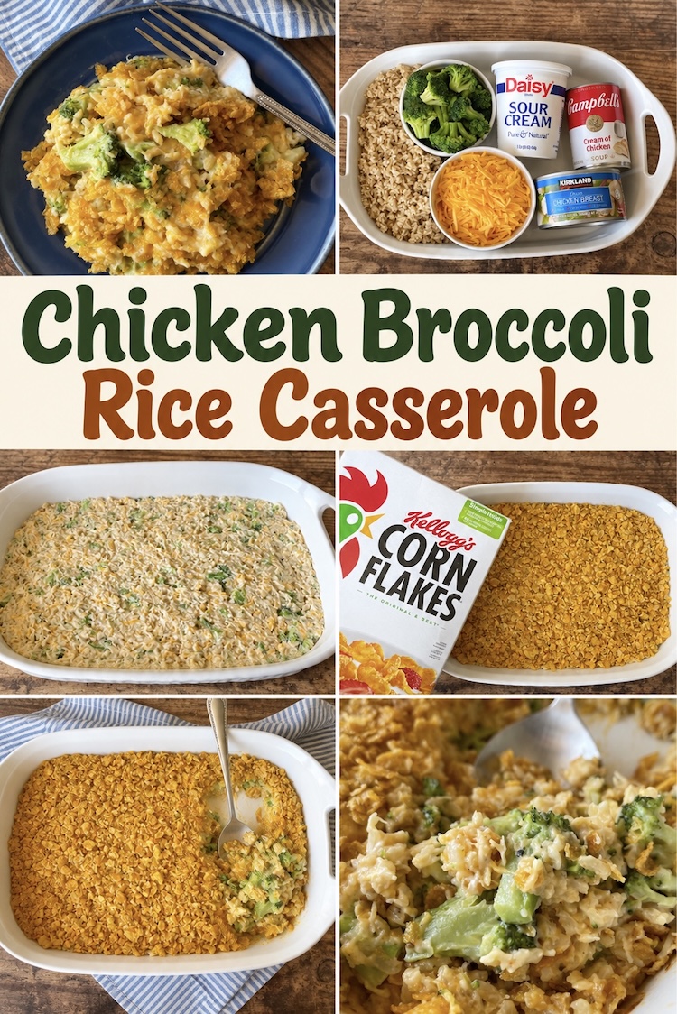 Number 17 on the List of Easy Fall Dinner Recipes For A Family With Kids: Cheesy Chicken & Rice casserole made with broccoli is a simple kid-friendly dinner recipe that can be customized with any veggie.